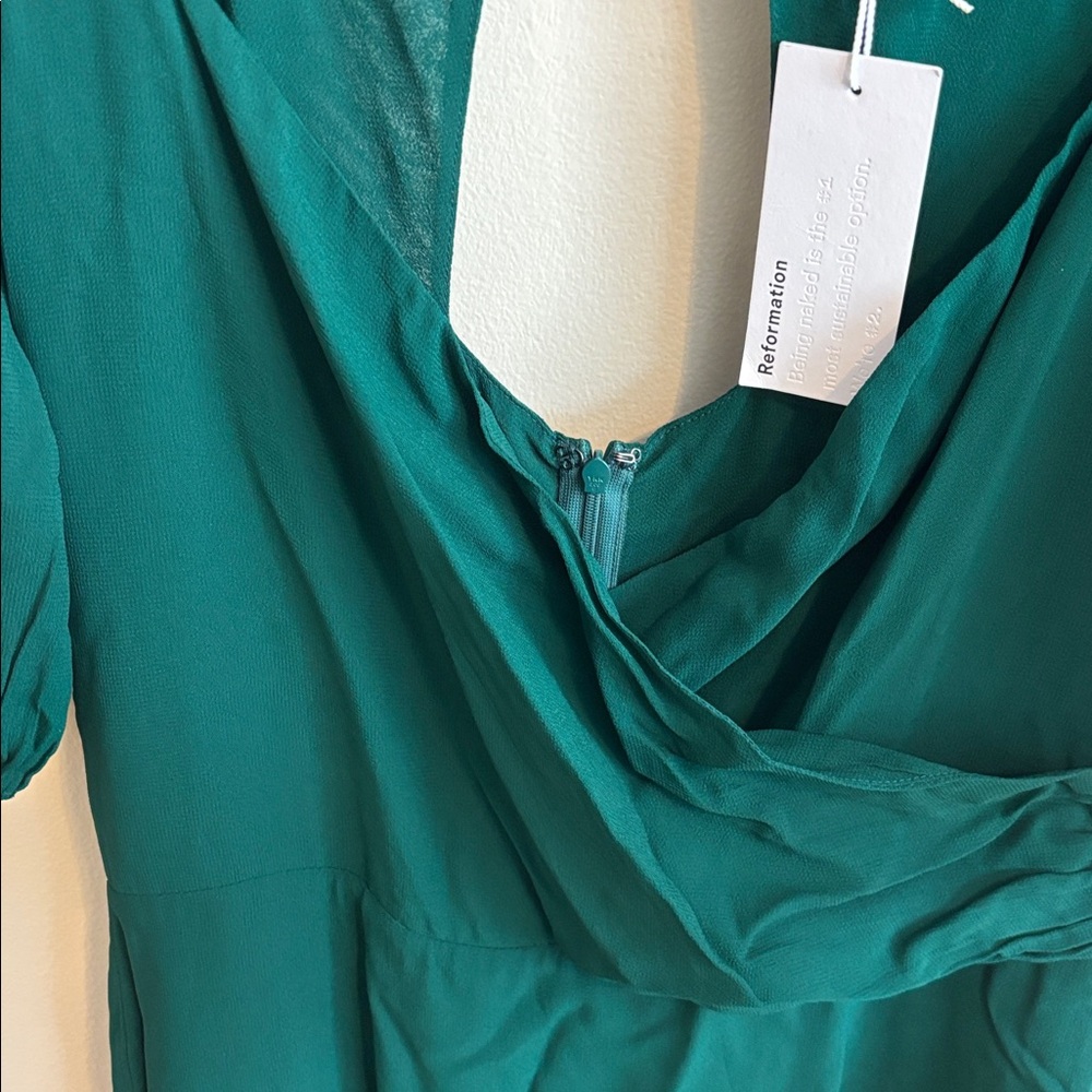 NEW Reformation Green Midi Dress size 12 - Picture 7 of 10